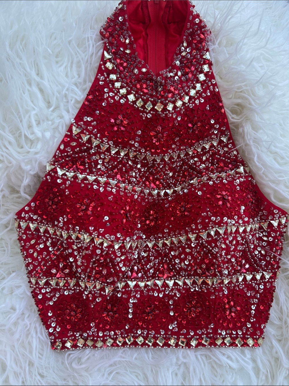 Red Embellished beaded  Halter Top